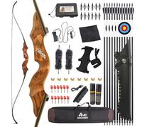 Poearcus 60” Black Hunter Original Recurve Bow and Arrow Set 20-60lbs Adult Archery Set Left/Right Handed Hunting Bow Competition Bow Longbow for Shooting (Recurve bow set, 60 ibs, Right Hand)