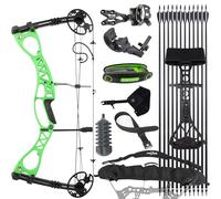 Poearcus Archery Compound Bow Set Left & Right Hand Compatible 0-70Lbs Adjustable Lightweight Hunting & Target Archery for Adults Let-Off:80% (Green)