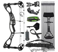 Poearcus Archery Compound Bow Set Left & Right Hand Compatible 0-70Lbs Adjustable Lightweight Hunting & Target Archery for Adults Let-Off:80% (Black)