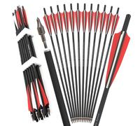 Poearcus Archery Crossbow Arrow 16" 17" 18" 20" 22" Crossbow Bolts Carbon Arrows with 4" Feather for Hunting Targets Practice 6/12Pcs (12, red, 20 inch)