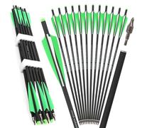 Poearcus Archery Crossbow Arrow 16" 17" 18" 20" 22" Crossbow Bolts Carbon Arrows with 4" Feather for Hunting Targets Practice 6/12Pcs (12, green, 17 inch)