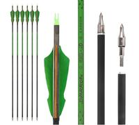 Poearcus Pure Carbon Archery Arrows Spine 300-800 with 4 Inch Turkey Feathers 31.5 Inch Hunting Target Practice Arrow for Compound Bow Recurve Bow (6, Green, Spine 500)