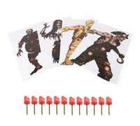 Poearcus Tactical Shooting Target Papers - 20 Pack with 10 Push Pins | 45x40cm Zombie, Pirate, Mummy & Victorian Design | Heavyweight Cardstock for Archery Practice (Zombie)