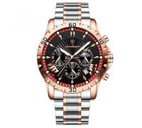 Poedagar Fashion Watch for Man Luxury Waterproof Luminous Chronograph Date Men Watch Stainless Steel Business Quartz Men's Watches, Rose Gold Red