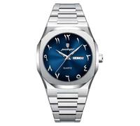 Poedagar Fashion Watch for Men Waterproof Luxury W alendar Man Wristwatch Quartz Stainless Steel Business Classic Men's Watches Male, Silver Blue