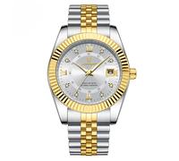 Poedagar Luxury Man Wristwatch Waterproof Luminous Date Men Watch Big Dial Stainless Steel Sports Men's Fashion Business Quartz Watches, Gold White