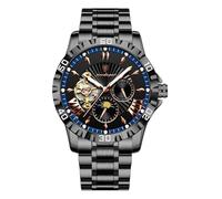 Poedagar Luxury Men Clock Hollow Tourbillon Automatic Mechanical Man Watch Waterproof Luminous Stainless Steel Roman Numerals Dial Men's Watches, Black Blue