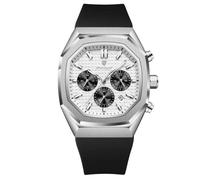 Poedagar Luxury Men's Watch Chronograph Date Silicone Strap Male Clock Waterproof Luminous Quartz Fashion Sports Watches for Men, Silver White