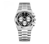 Poedagar Man Quartz Watch Sport Watch for Men's Waterproof Luminous Date Chronograph Business Fashion Stainless Steel Watches, SilverBlack White
