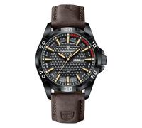 Poedagar Man Wristwatch Luxury Waterproof Luminous Date Week Watch for Men Business Big Dial Quartz Sport Leather Men's Watches, Black Gold