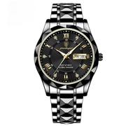 Poedagar Men Quartz Watch Luxury for Man Sports Business Waterproof Luminous Stainless Steel Week Date Men's Watches Male Clock, Black Black