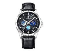 Poedagar Starry Sky Wrist Watches for Men Luminous Sport Man Fashion Business Classic Watch Luxury Waterproof Stainless Steel Clock Male Wristwatches, silvery black L