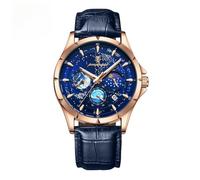 Poedagar Starry Sky Wrist Watches for Men Luminous Sport Man Fashion Business Classic Watch Luxury Waterproof Stainless Steel Clock Male Wristwatches, rose gold blue L