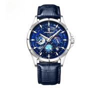 Poedagar Starry Sky Wrist Watches for Men Luminous Sport Man Fashion Business Classic Watch Luxury Waterproof Stainless Steel Clock Male Wristwatches, silvery blue L