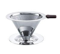 POEFT 125MM/4.9" Paperless Pour Over Coffee Dripper - Stainless Steel Slow Drip Reusable Cone Filter, Single Drip Brew with Double Mesh Liner Coffee Strainer