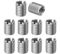 Poeland 10 Pcs M8 to M10 Thread Adaptors, Stainless Steel Thread Reducer Insert Nuts for Pipe Fitting & Repair, 12mm Length, M8*1.25 Female to M10*1.5 Male Adapters Thread Repair Sleeve