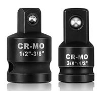 Poeland 2-Pack Impact Socket Adapter Set, 1/2” F to 3/8” M, 3/8” F to 1/2” M Socket Adapter and Reducer, Cr-Mo Steel for Impact Wrenches, Ratchets and Breaker Bars