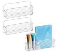 Poeland 3 Pack Wall Mounted Storage Organizer, No Drilling Clear Storage Box for Bathroom, Bedroom, Mirror Cabinets (Transparent)