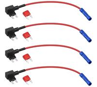 Poeland 4 Pcs Car Fuse Tap Set, Circuit Fuse Tap Piggy Back, Mini Fuses Adding a Circuit Adapter with 10A Circuit Mini Blade for Car, Electronic Device