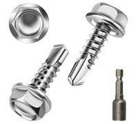 Poeland 50 PCS M4.8x16 mm Stainless Steel Hex Head Self Tapping Screws Metal, Tek Roofing Screws, Self Drilling Screws for Metal Work, Wood, Corrugated Roofing Sheets, with 1 Hex Socket
