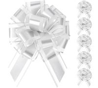 poeland 6 PCS Pull Bows, 6 Inch Bows for Gift Wrapping, Large Gift Bow for Gift Packaging, Party Decoration, Wedding Car Ribbon, Valentine's Day, Birthday Decorations (White)