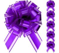 poeland 6 PCS Pull Bows, 6 Inch Bows for Gift Wrapping, Large Gift Bow for Gift Packaging, Party Decoration, Wedding Car Ribbon, Valentine's Day, Birthday Decorations (Purple)