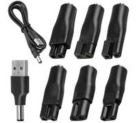 Poeland 8Pcs Electric Shaver Charger Kit, 5V USB Power Supply Cable with 6 Adapters, Multi-Fit Replacement Charger for Electric Shavers, Beard Trimmers, Razors, Hair Clippers, Beauty Instruments