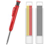 poeland Carpenters Pencil Set with 12 Refills, Construction Pencil with Built-in Sharpener, Woodworking Pencils for Builders Construction Architect