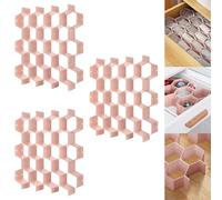 Poeland Drawer Divider Organizer 8pcs DIY Plastic Grid Honeycomb Drawer Divider Pink 24pcs