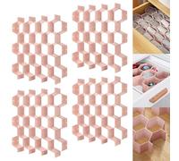 Poeland Drawer Divider Organizer 8pcs DIY Plastic Grid Honeycomb Drawer Divider Pink 32pcs