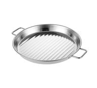 Poêle à Paella avec poignées, poêle antiadhésive en Acier inoxydable Pour Fruits de mer, ustensiles de Cuisine Pour Camping et extérieur, Argent, assiettes moyennes (Argent Petit)