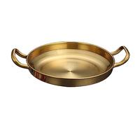 Poêle à Paella en Acier inoxydable, marmite à riz Pour Fruits de mer, assiettes de Pique-nique, ustensiles de Cuisine, casseroles sèches avec poignée, dorée, 30 cm (dorée 24 cm)