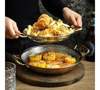 Poêle à Paella en Acier inoxydable martelée à la Main, poêle antiadhésive sans revêtement avec Double poignée - 10 Tailles de poêles de cuisson/Service de Style Paella, poêles à frire Pour le campin