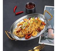 Poêle à Paella espagnole - Casserole antiadhésive en Acier inoxydable 304, marmite à Soupe, marmite chaude, Double poignée en métal, Pour la Maison ou le Restaurant, or Rose, assiettes de 22 cm (or