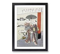 Poem by The Monk Sosei by Harunobu Suzuki Framed Print | A2 Black Framed Wall Art | Ready to Hang | Modern Nature Picture | Living Room Bedroom Lounge Office