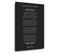 Poem Framed Posters Robert Frost The Road Not Taken Wall Art Abstract Canvas Quotes Wall Decor Inspirational Pictures Frame Art Black Decorations Framed (12x18 inch)