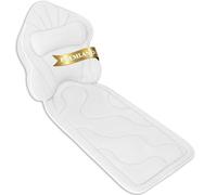 Poemland Bath Pillow for Tub, Extra Thick Full Body Bath Cushion with Head & Neck Support, 5D Mesh Breathable Spa Pillow, 144 Non-Slip Suction Cups, Quick Dry for Home Spa Relaxation, White