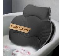 Poemland Bath Pillow for Tub - Luxury Bath Pillow for Neck, Head & Back Support, Soft 5D Mesh Quick Dry Fabric, 54 Non-Slip Suction Cups, Bathing Accessories & Spa Gifts for Women, Grey