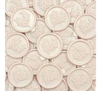 Poemluve 50Pcs Wax Seal Stickers Blush Pink Wedding Invitation Envelope Seal Stickers, Self Adhesive Eucalyptus Stickers Vintage for Gift Wrapping, Christmas, Parties, Birthday Cards