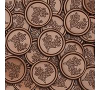 Poemluve 50Pcs Wax Seal Stickers Copper Red Wedding Invitation Envelope Seal Stickers, Self Adhesive Eucalyptus Stickers Vintage for Gift Wrapping, Christmas, Parties, Birthday Cards (Copper Red)