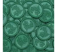 Poemluve 50Pcs Wax Seal Stickers Green Wedding Invitation Envelope Seal Stickers, Self Adhesive Eucalyptus Stickers Vintage for Gift Wrapping, Christmas, Parties, Birthday Cards (Green)