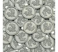 Poemluve 50Pcs Wax Seal Stickers Silver Wedding Invitation Envelope Seal Stickers, Self Adhesive Eucalyptus Stickers Vintage for Gift Wrapping, Christmas, Parties, Birthday Cards (Platinum)