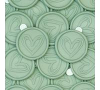 Poemluve 50Pcs Wax Seal Stickers Wedding Invitation Envelope Mint Green Seal Stickers, Self Adhesive Heart Stickers Vintage for Gift Wrapping, Christmas, Parties, Birthday Cards (Mint Green)