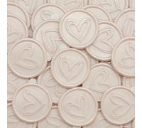Poemluve 50Pcs Wax Seal Stickers Wedding Invitation Envelope Seal Stickers, Self Adhesive Heart Stickers Vintage for Gift Wrapping, Christmas, Parties, Birthday Cards (Blush Pink)