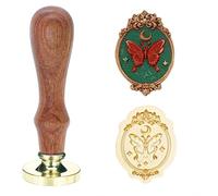 Poemluve Butterfly Wax Seal Stamp 3D Embossed Wax Stamp Vintage Sealing Stamp Removable Brass Head with Wooden Handle for Crafty Stuff, Gift Wrapping, Letters, Art Journal (Butterfly Mirror Frame)
