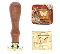 Poemluve Wax Seal Stamp 3D Embossed Butterfly Retro Sealing Wax Brass Head with Removable Wooden Handle for Wedding Invitation/Envelop/Gift Wrapping (3D Butterfly Set)