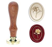 Poemluve Wax Seal Stamp 3D Embossed Rose Retro Sealing Wax Brass Head with Removable Wooden Handle for Wedding Invitation/Envelop/Gift Wrapping (3D Rose Set)