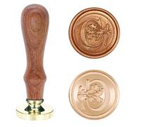 Poemluve Wax Seal Stamp Alphabe Letters C 25mm Initials Vintage Sealing Wax Stamps Brass Head with Removable Wood Handle for Scrapbooking, Wedding Invitation, Gift Wrap, Envelope (Letter C)