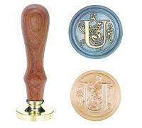 Poemluve Wax Seal Stamp Alphabe Letters U 25mm Initials Vintage Sealing Wax Stamps Brass Head with Removable Wood Handle for Scrapbooking, Wedding Invitation, Gift Wrap, Envelope (Letter U)