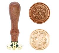 Poemluve Wax Seal Stamp Alphabe Letters X 25mm Initials Vintage Sealing Wax Stamps Brass Head with Removable Wood Handle for Scrapbooking, Wedding Invitation, Gift Wrap, Envelope (Letter X)